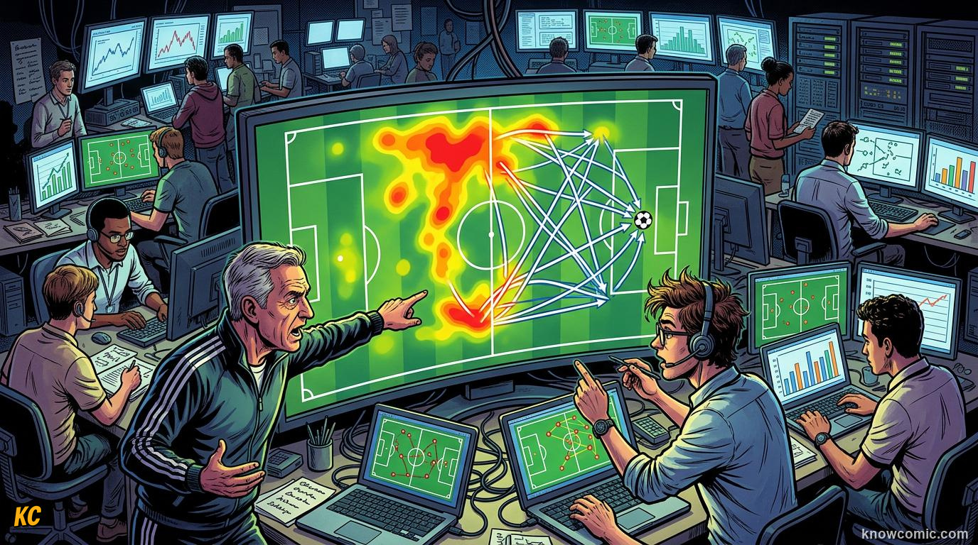 Comic panel titled what is expected goals, labelled the xg revolution, from the KnowComic World Cup 2026 lesson on football by numbers: stats & ai