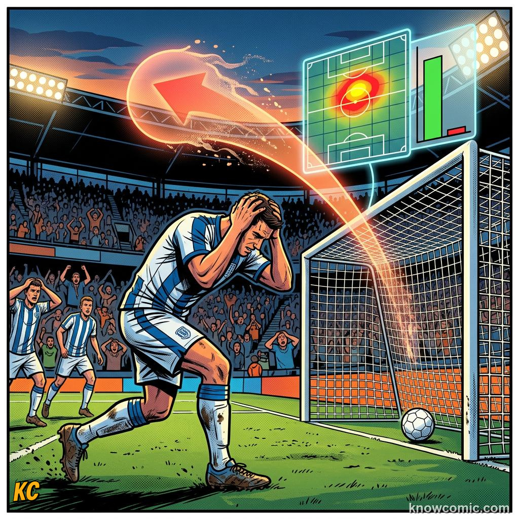 Comic panel titled pass maps tell stories, labelled midfield, from the KnowComic World Cup 2026 lesson on football by numbers: stats & ai