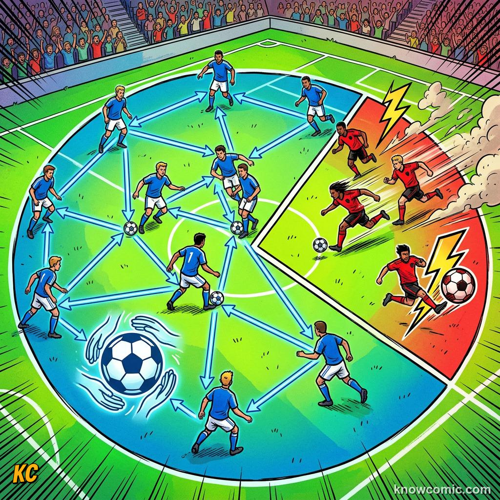 Comic panel titled dashboards drive decisions, labelled compare, from the KnowComic World Cup 2026 lesson on football by numbers: stats & ai