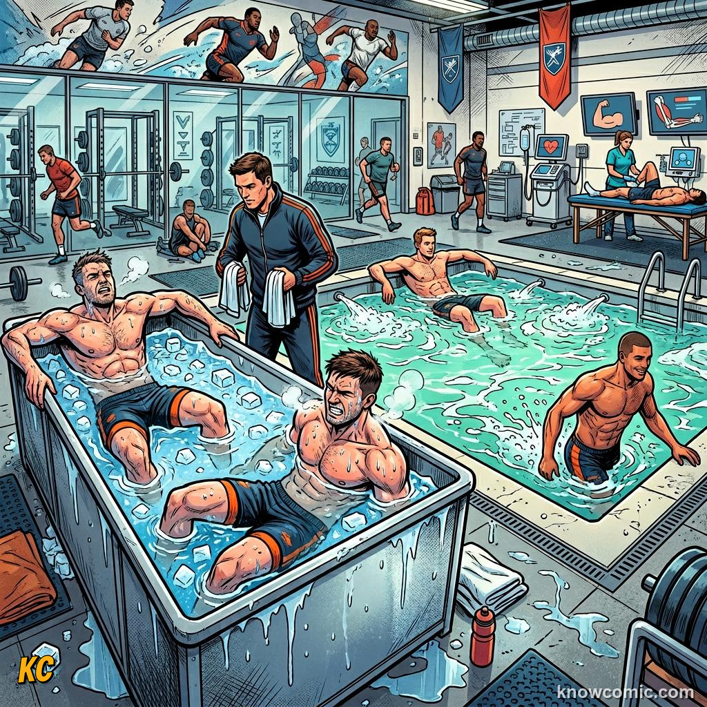 Comic panel titled training with purpose, labelled bus, from the KnowComic World Cup 2026 lesson on life inside a world cup camp