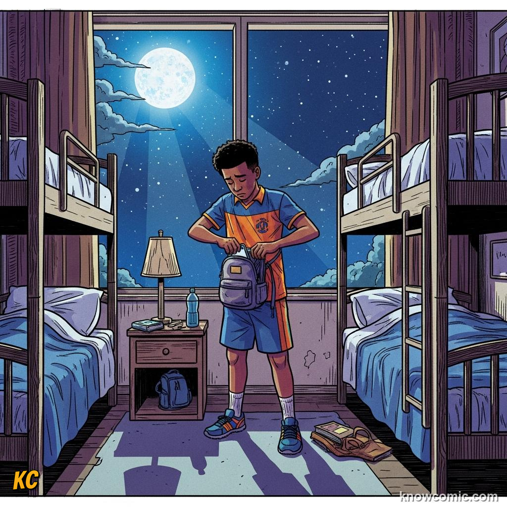 Comic panel titled winding down for glory, labelled dinners, from the KnowComic World Cup 2026 lesson on life inside a world cup camp