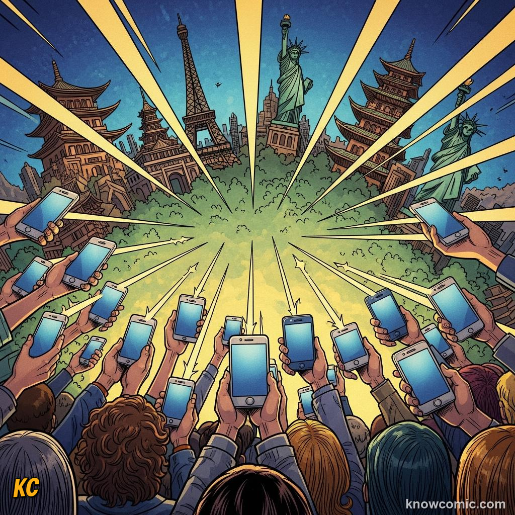 Comic panel titled facing the room after the game, labelled story, from the KnowComic World Cup 2026 lesson on press conferences & media