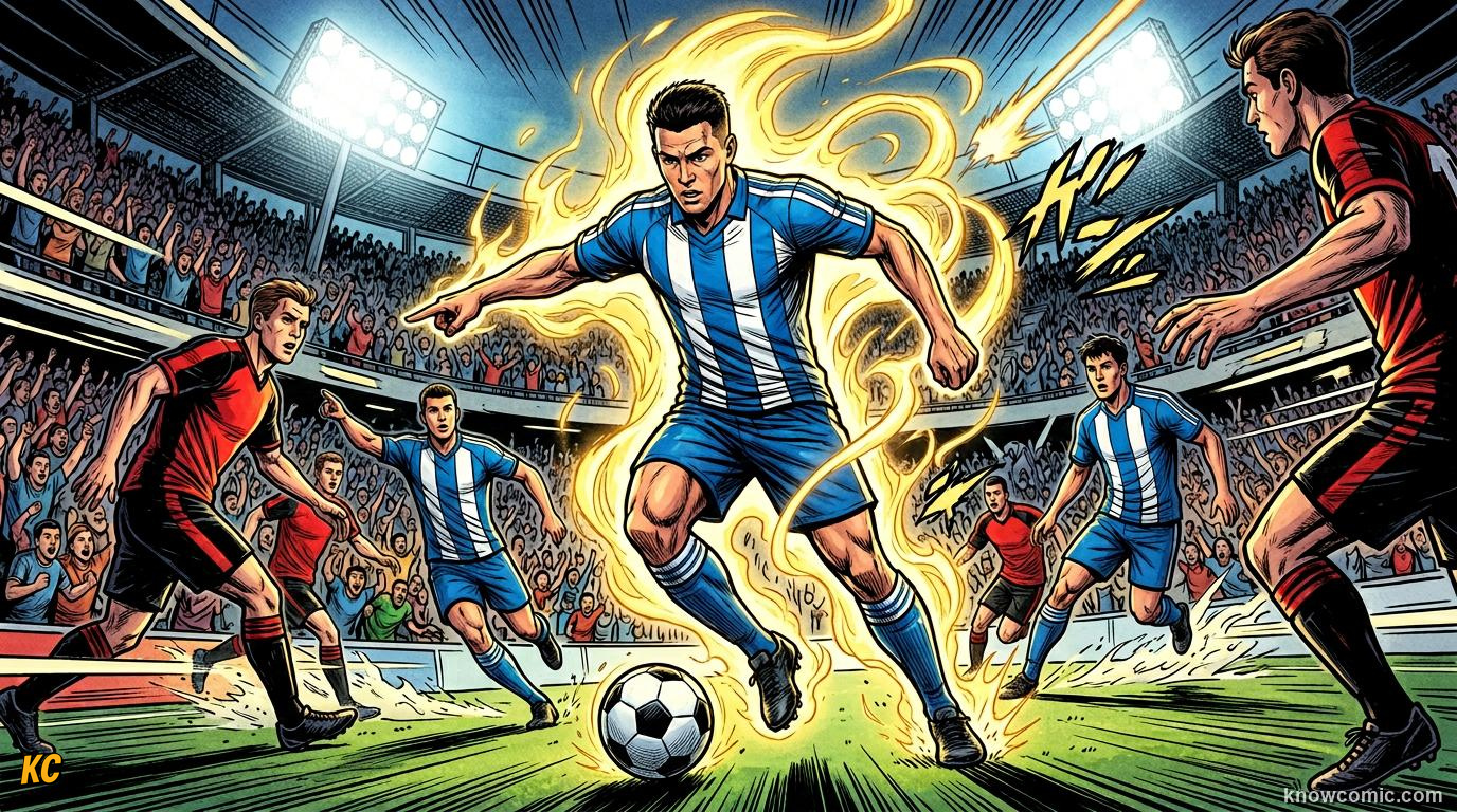 Comic panel titled judging the world's finest, labelled best of the best, from the KnowComic World Cup 2026 lesson on golden boot & golden ball
