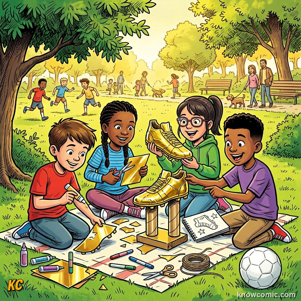 Comic panel labelled race, illustrating golden boot & golden ball in KnowComic's World Cup 2026 series