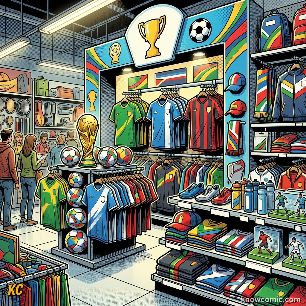 Comic panel titled brands buy the world's attention, labelled partners, from the KnowComic World Cup 2026 lesson on the money game