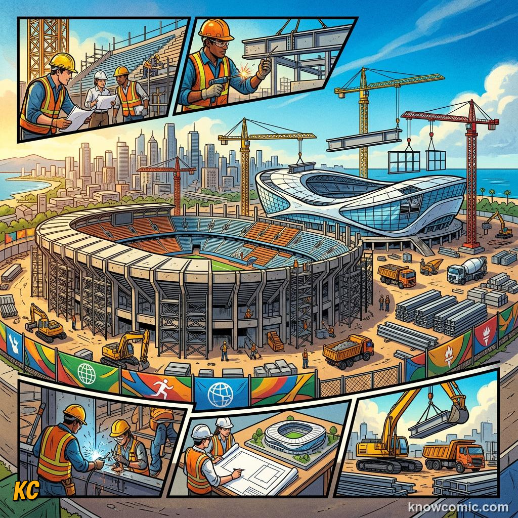 Comic panel titled the price of hosting, labelled travel, from the KnowComic World Cup 2026 lesson on the money game