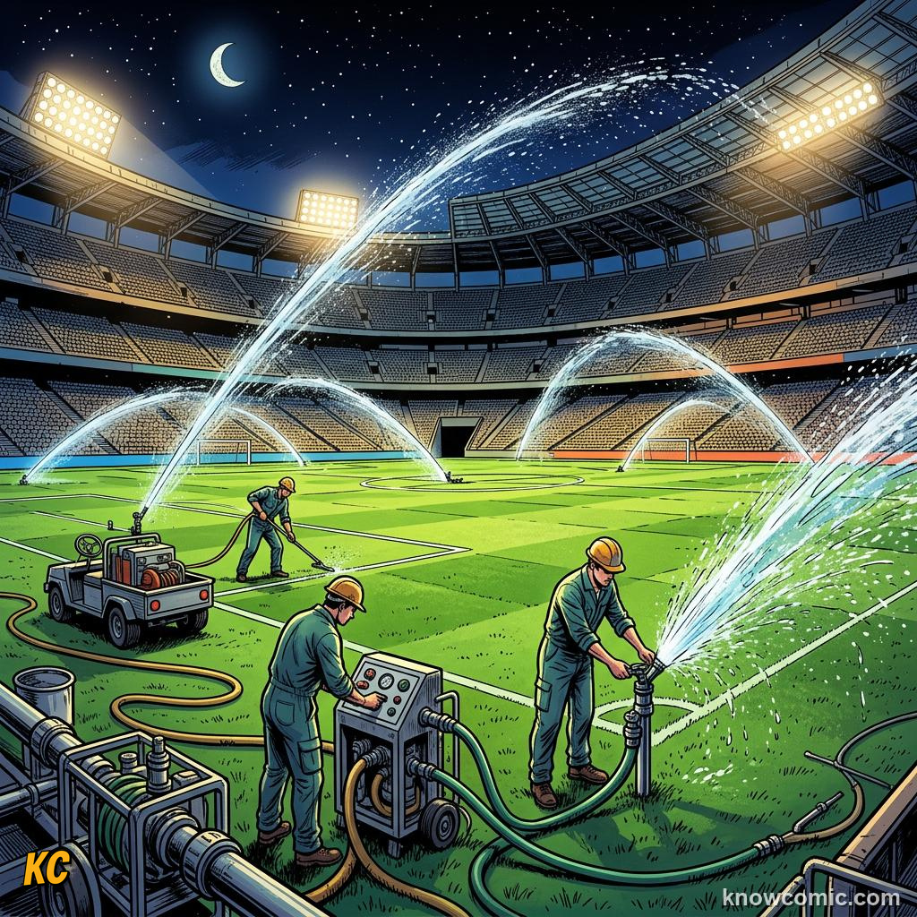 Comic panel titled the crowd builds, labelled checklist, from the KnowComic World Cup 2026 lesson on match day behind the scenes