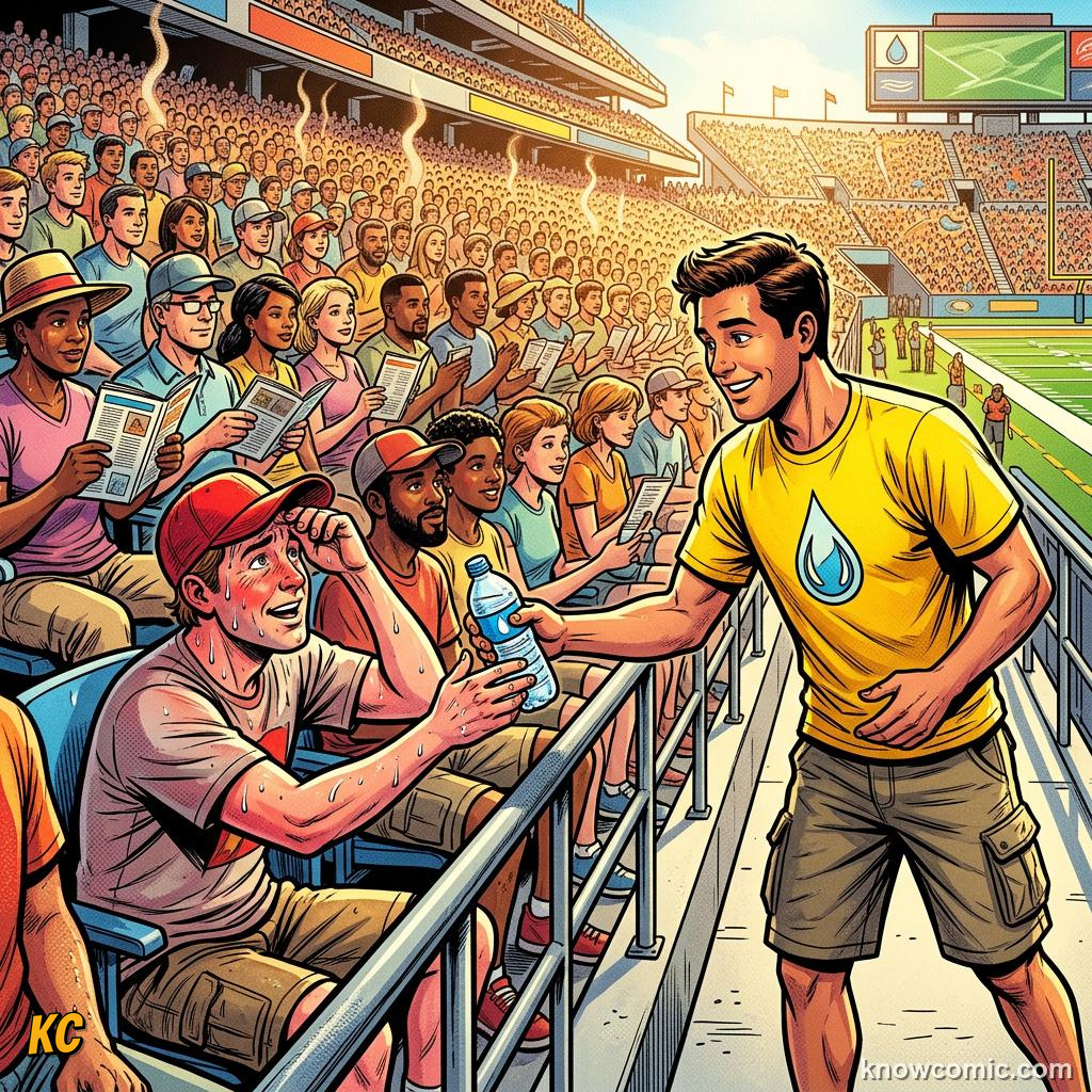 Comic panel titled from application to uniform, labelled ball kids, from the KnowComic World Cup 2026 lesson on volunteers & ball kids