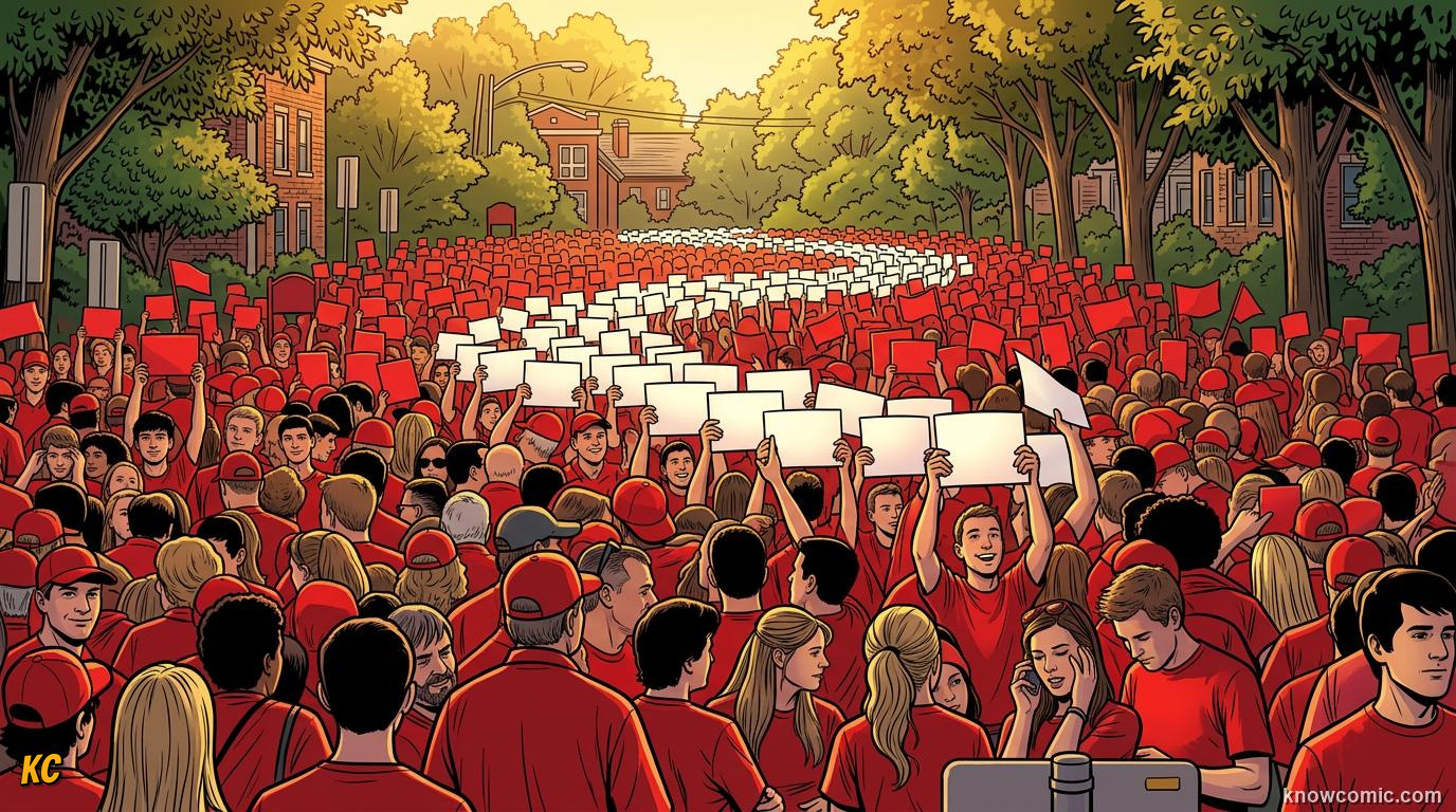 Comic panel titled tifos that steal the show, labelled stadium art, from the KnowComic World Cup 2026 lesson on fans, chants & colours