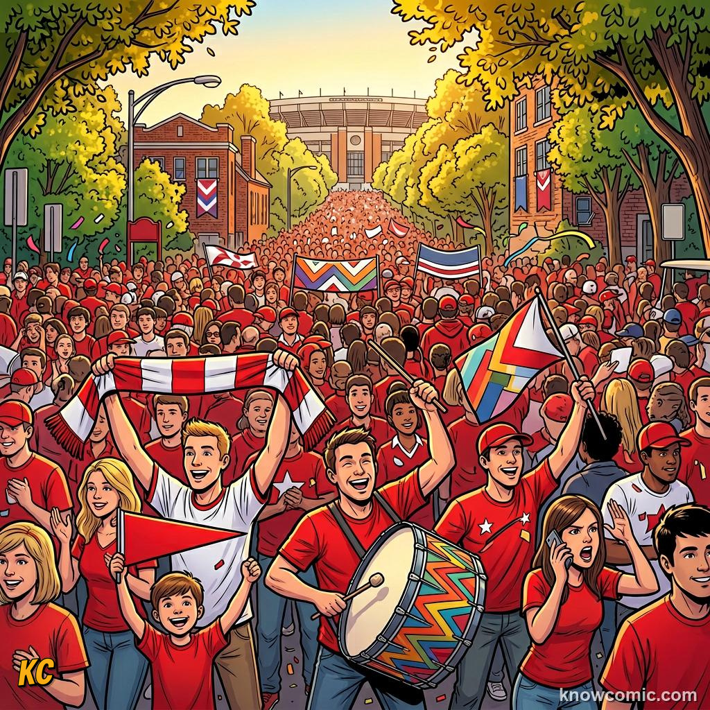 Comic panel titled tifos that steal the show, labelled flags, from the KnowComic World Cup 2026 lesson on fans, chants & colours
