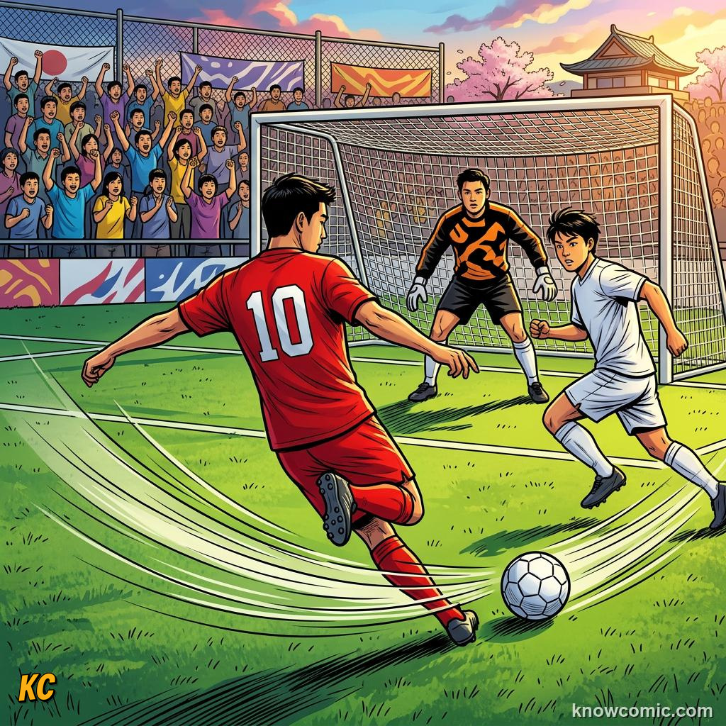 Comic panel titled power and precision, labelled italy, from the KnowComic World Cup 2026 lesson on how the world plays