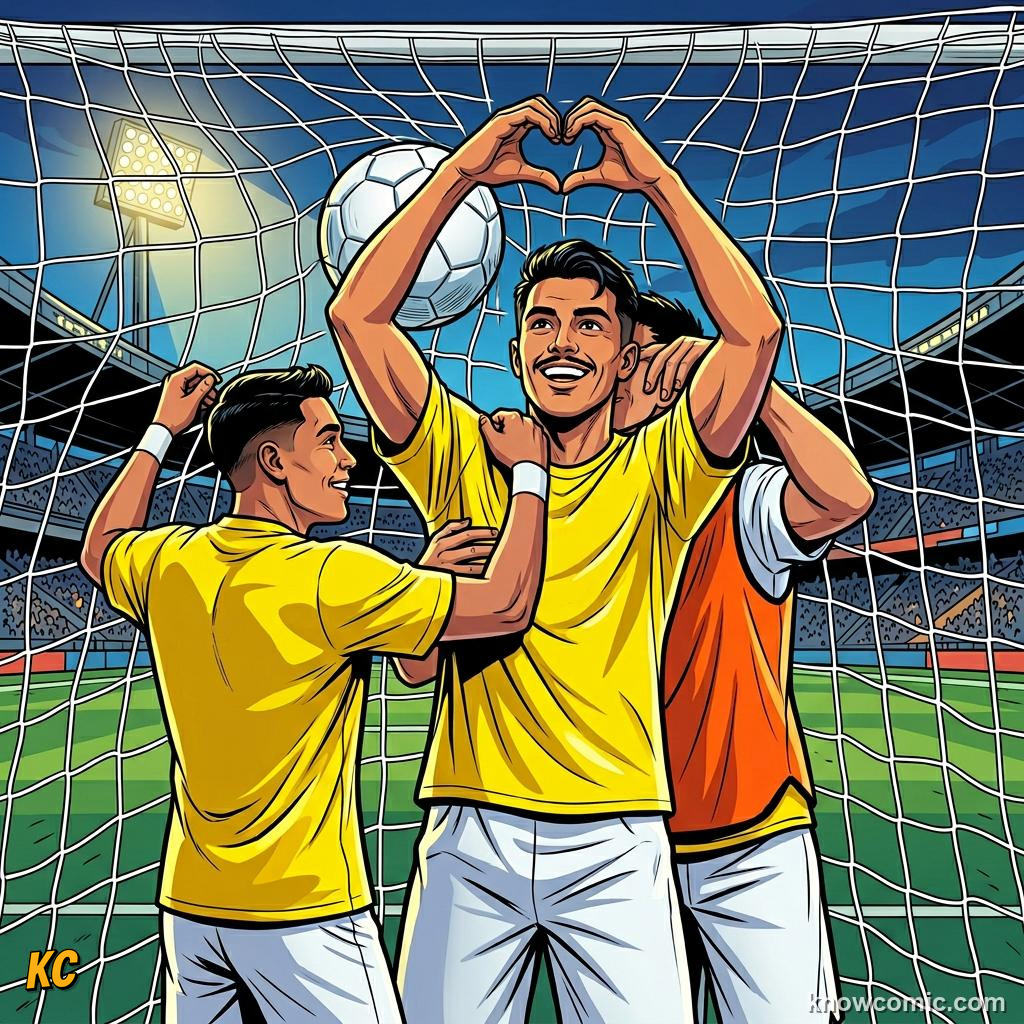 Comic panel titled power and precision, labelled england, from the KnowComic World Cup 2026 lesson on how the world plays