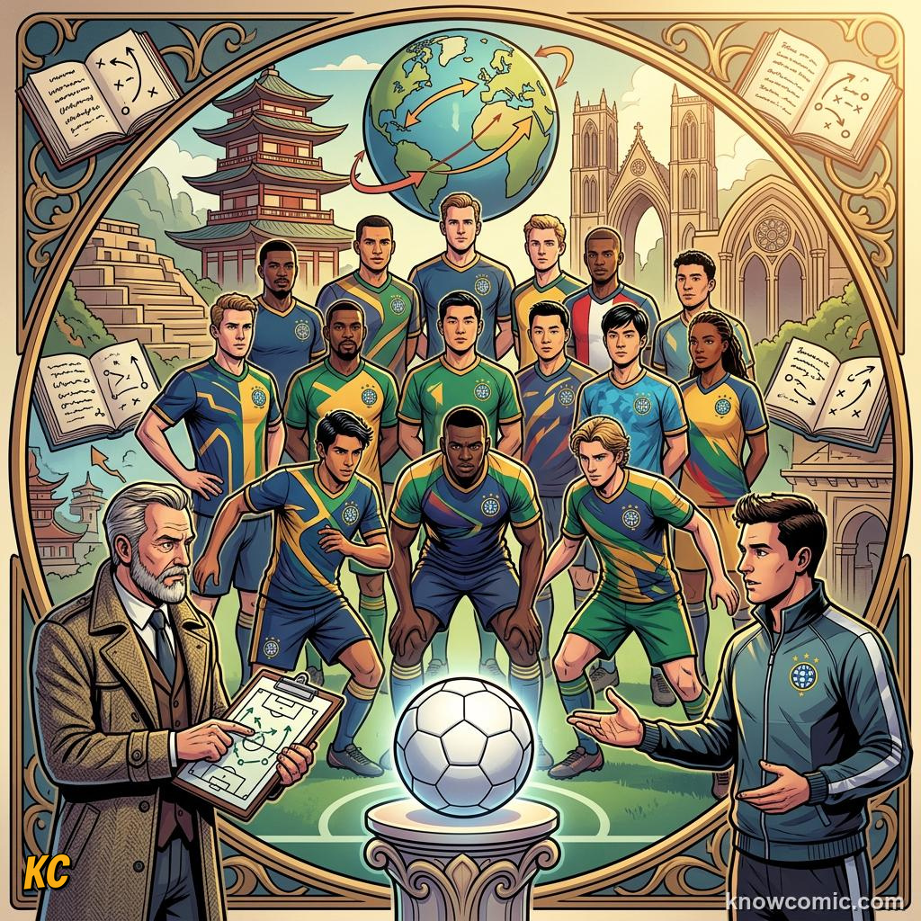 Comic panel titled blend and evolve, labelled canada, from the KnowComic World Cup 2026 lesson on how the world plays