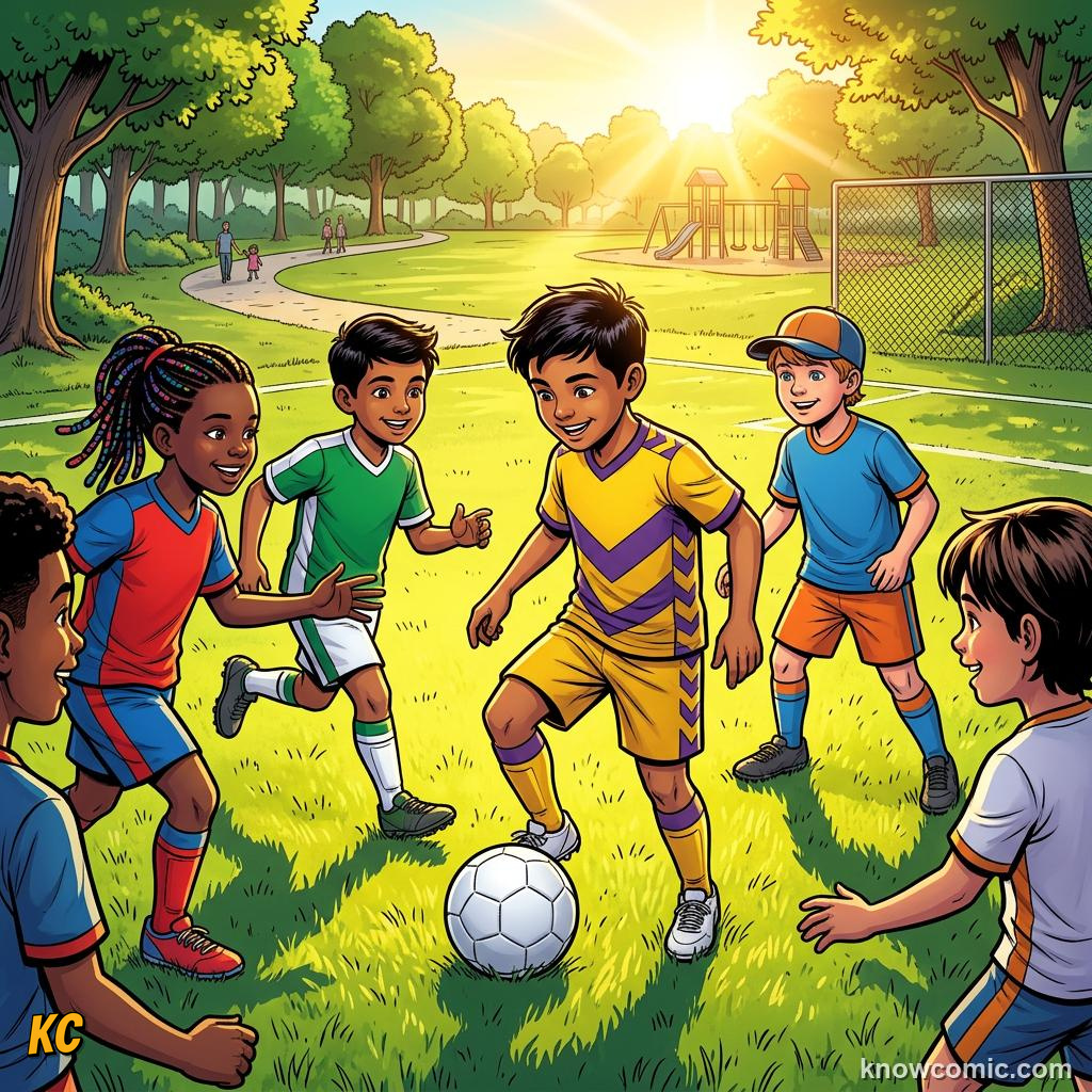 Comic panel labelled watch, illustrating how the world plays in KnowComic's World Cup 2026 series
