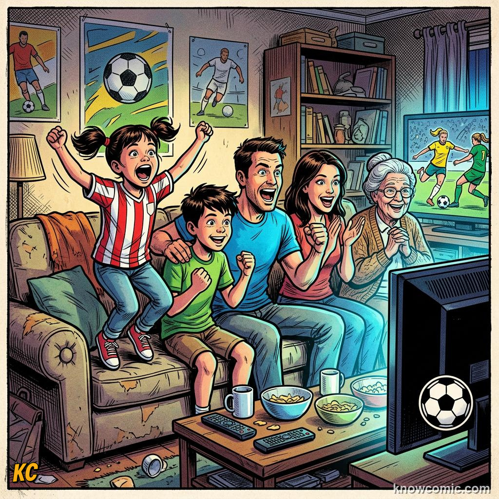 Comic panel titled what comes after the boom, labelled crowds, from the KnowComic World Cup 2026 lesson on women's world cup rising