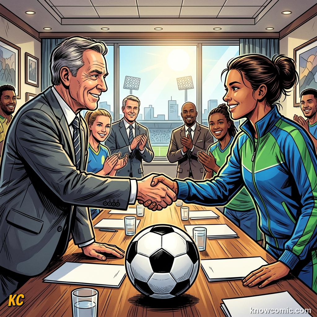 Comic panel titled what comes after the boom, labelled clubs, from the KnowComic World Cup 2026 lesson on women's world cup rising