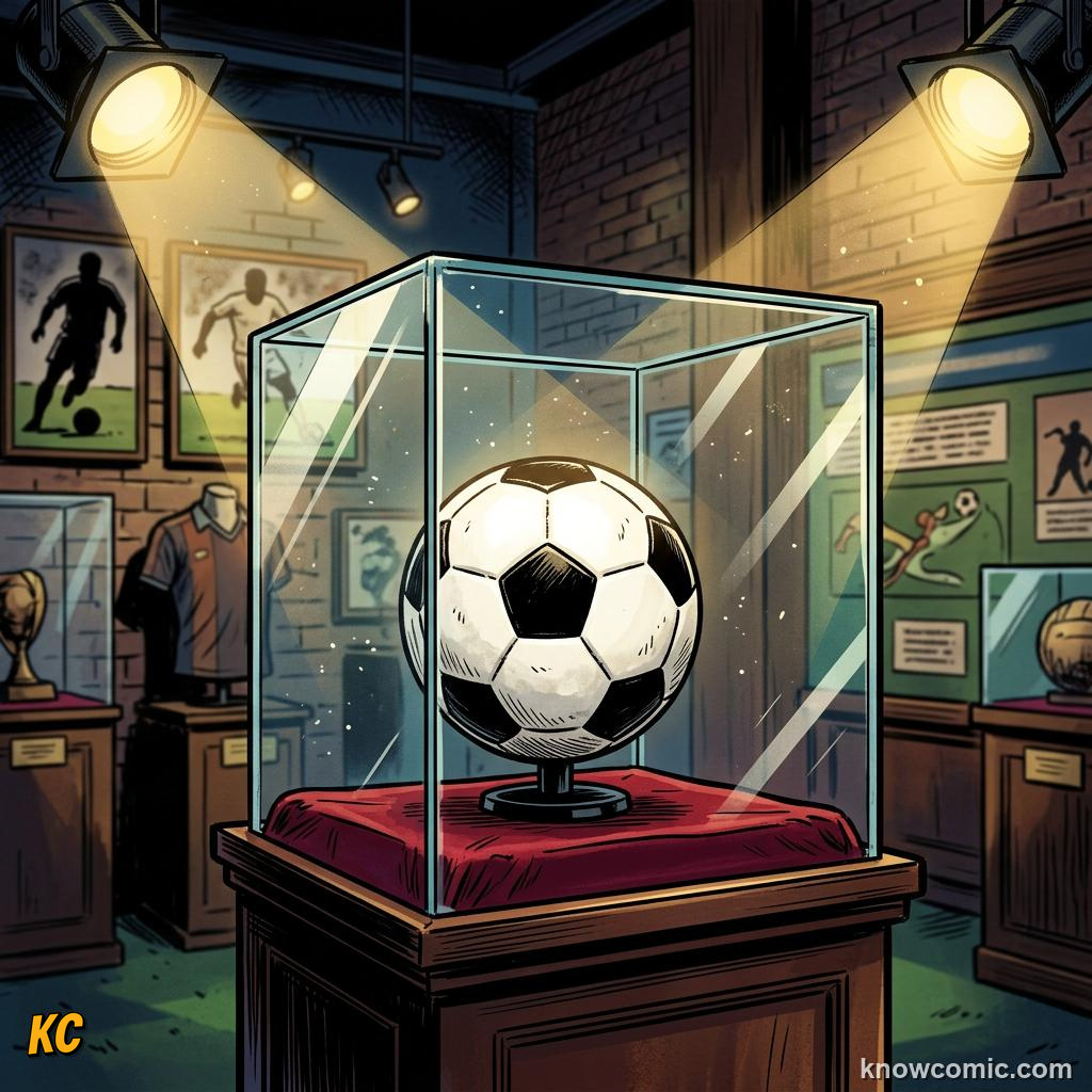 Comic panel titled characters that steal the show, labelled ball, from the KnowComic World Cup 2026 lesson on mascots & match balls