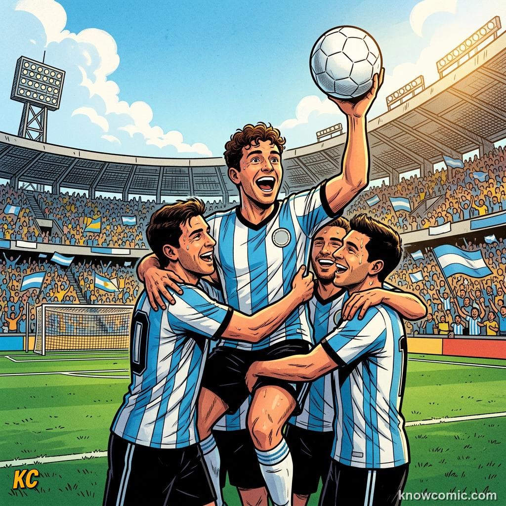 Comic panel titled when both teams wear the same colour, labelled italy, from the KnowComic World Cup 2026 lesson on kits & colours