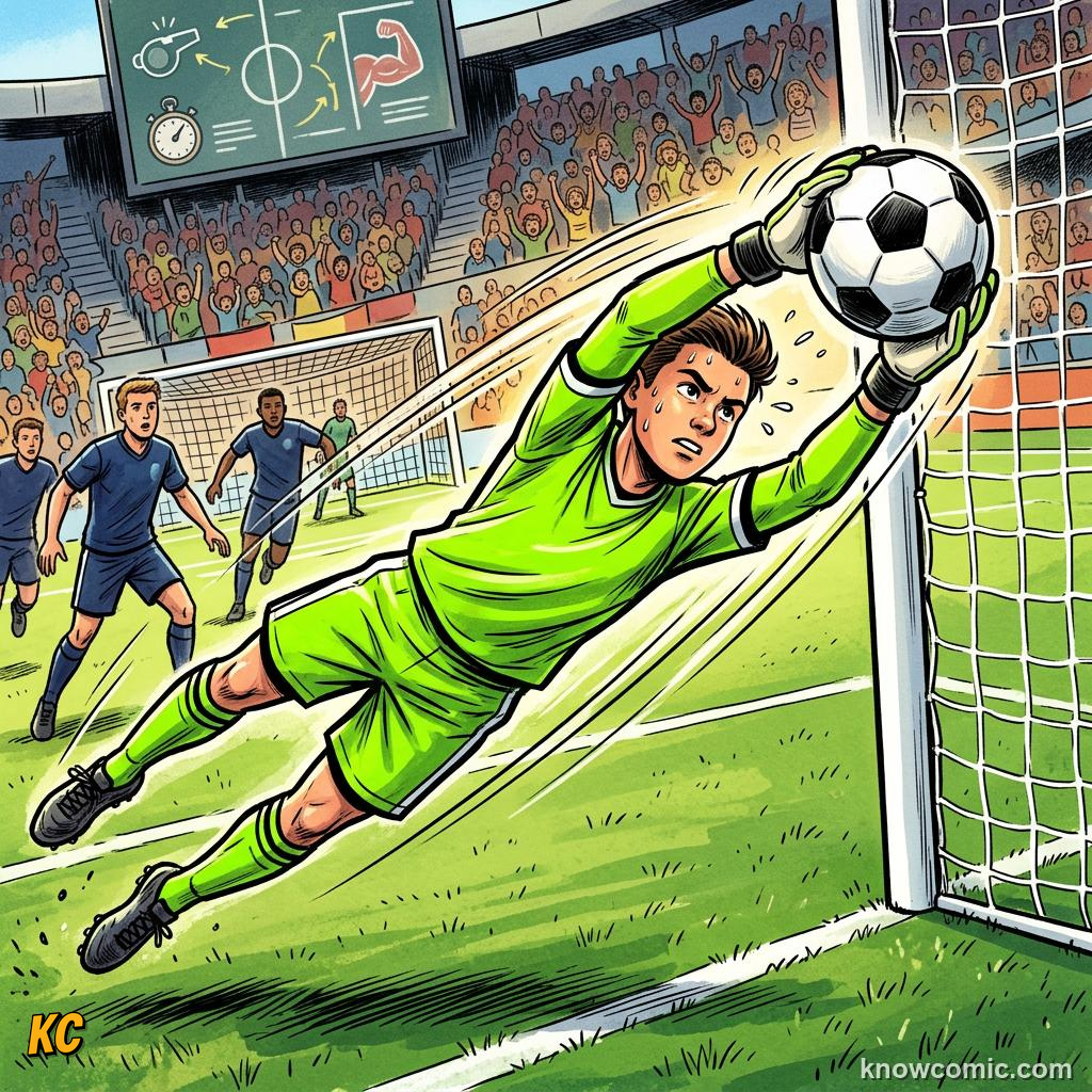 Comic panel titled when both teams wear the same colour, labelled away, from the KnowComic World Cup 2026 lesson on kits & colours