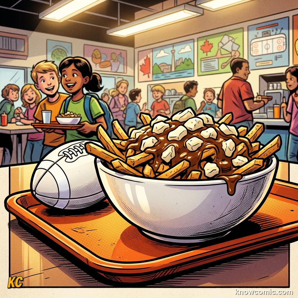Comic panel titled eating outside the stadium, labelled street, from the KnowComic World Cup 2026 lesson on foods of the world cup