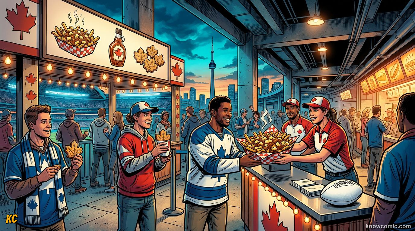 Comic panel titled flavors from qualified nations, labelled global plate, from the KnowComic World Cup 2026 lesson on foods of the world cup