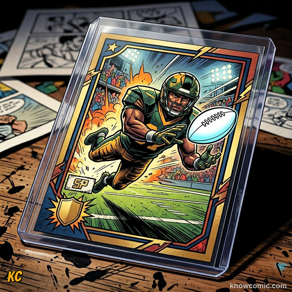 Comic panel titled completing your album before kickoff, labelled cards, from the KnowComic World Cup 2026 lesson on stickers, cards & collections