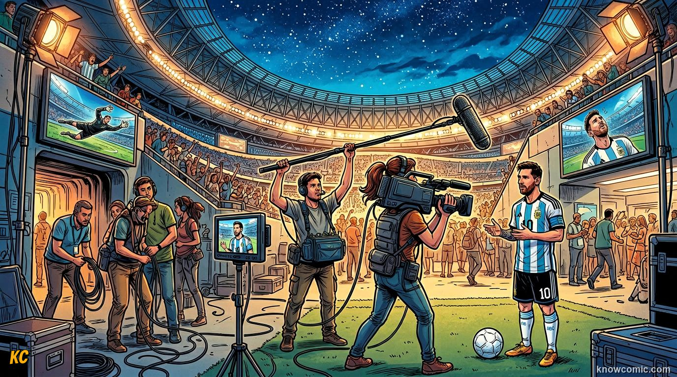 Comic panel titled the games that built a generation of fans, labelled controller culture, from the KnowComic World Cup 2026 lesson on football in movies & games
