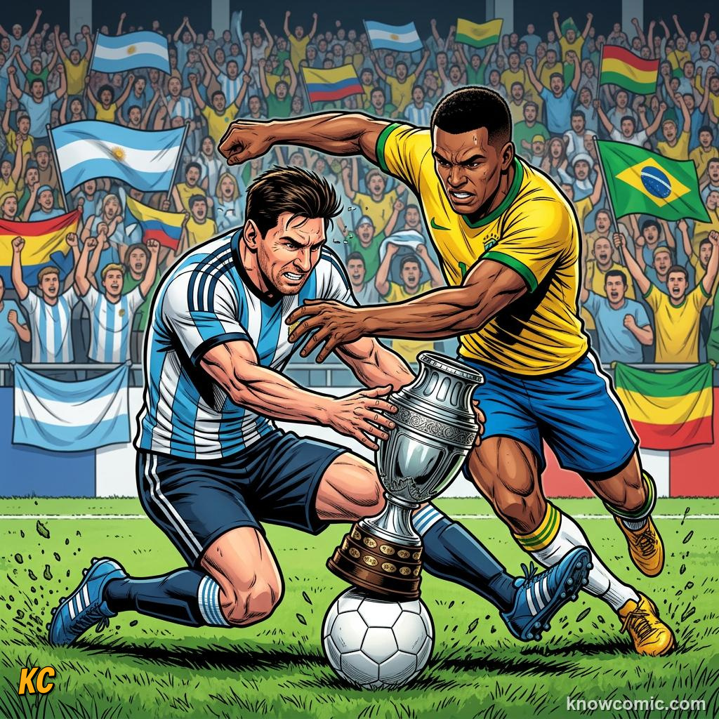 Comic panel titled total football against german efficiency, labelled 2021, from the KnowComic World Cup 2026 lesson on great national rivalries