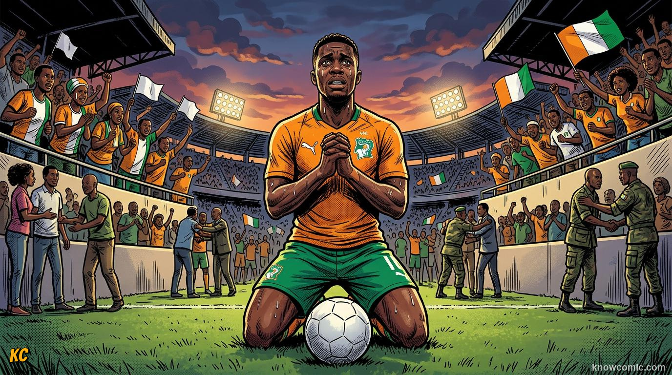 Comic panel titled when football paused real wars, labelled peace, from the KnowComic World Cup 2026 lesson on football for good