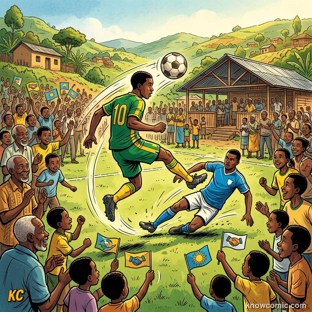 Comic panel titled when football paused real wars, labelled drogba, from the KnowComic World Cup 2026 lesson on football for good