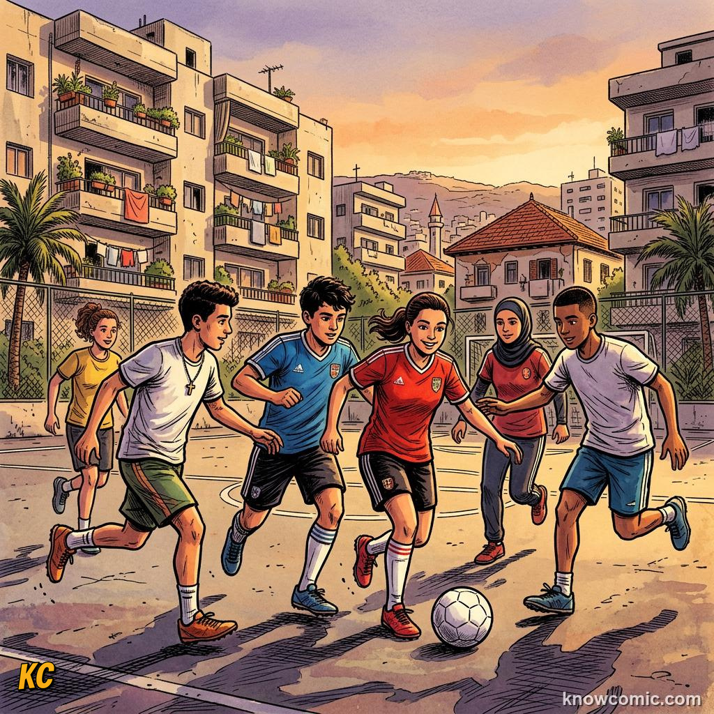 Comic panel titled when football paused real wars, labelled rwanda, from the KnowComic World Cup 2026 lesson on football for good