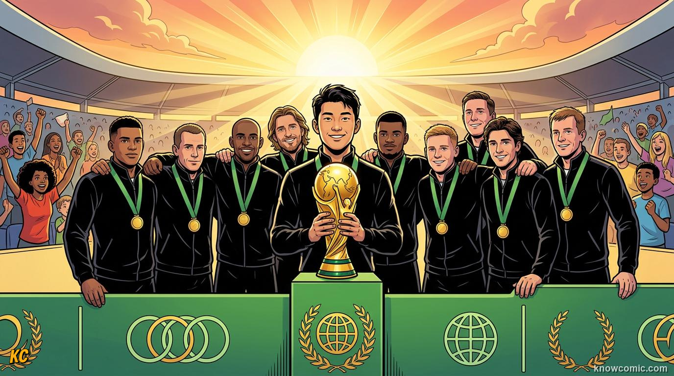 Comic panel titled can asia win the world's biggest prize, labelled the dream, from the KnowComic World Cup 2026 lesson on india & asia's football dream