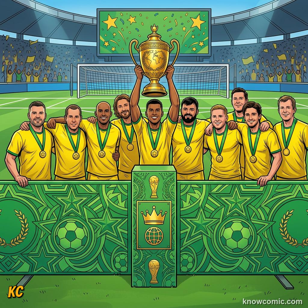 Comic panel titled one man, one tournament, one country, labelled 1962, from the KnowComic World Cup 2026 lesson on legends of the cup: the kings