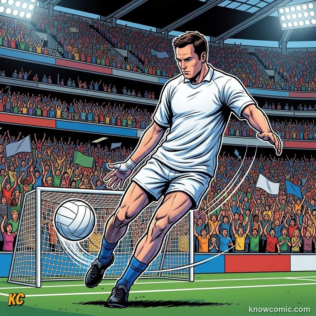 Comic panel titled the only three-time winner, labelled santos, from the KnowComic World Cup 2026 lesson on pelé: the king's story