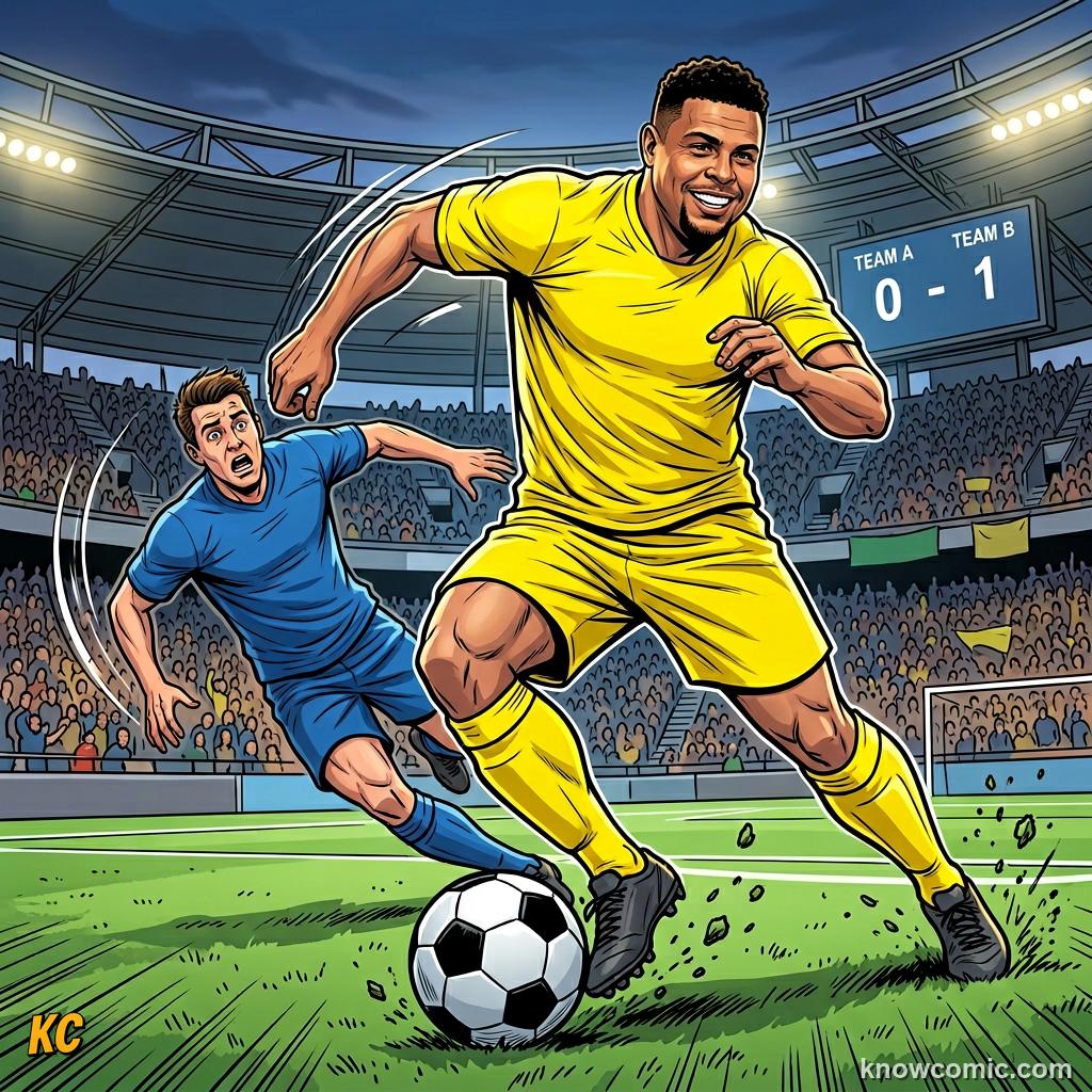 Comic panel titled the elegant maestro of france, labelled power, from the KnowComic World Cup 2026 lesson on zidane, r9 & the 2000s