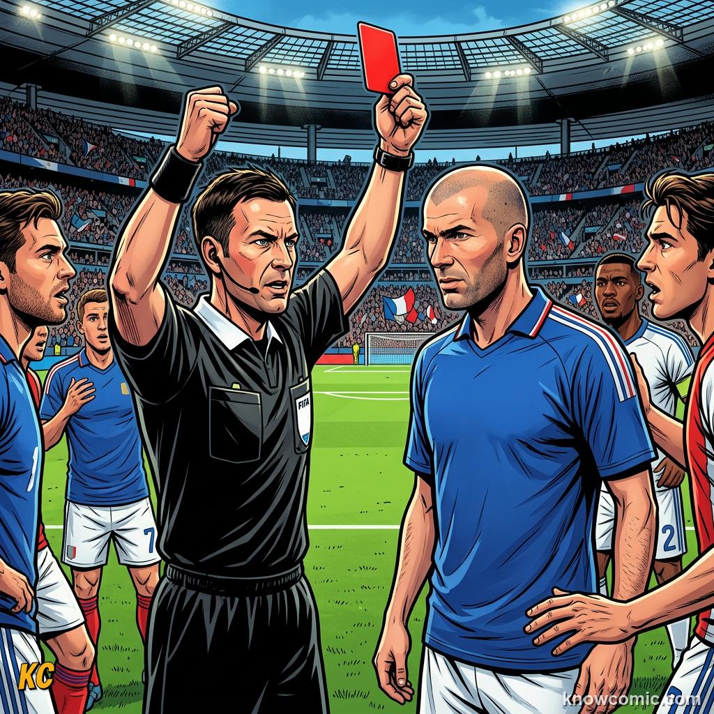 Comic panel titled the greatest comeback story, labelled 2006, from the KnowComic World Cup 2026 lesson on zidane, r9 & the 2000s