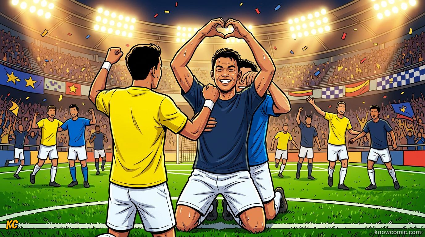 Comic panel titled the stars who lit up the 2000s, labelled the era, from the KnowComic World Cup 2026 lesson on zidane, r9 & the 2000s