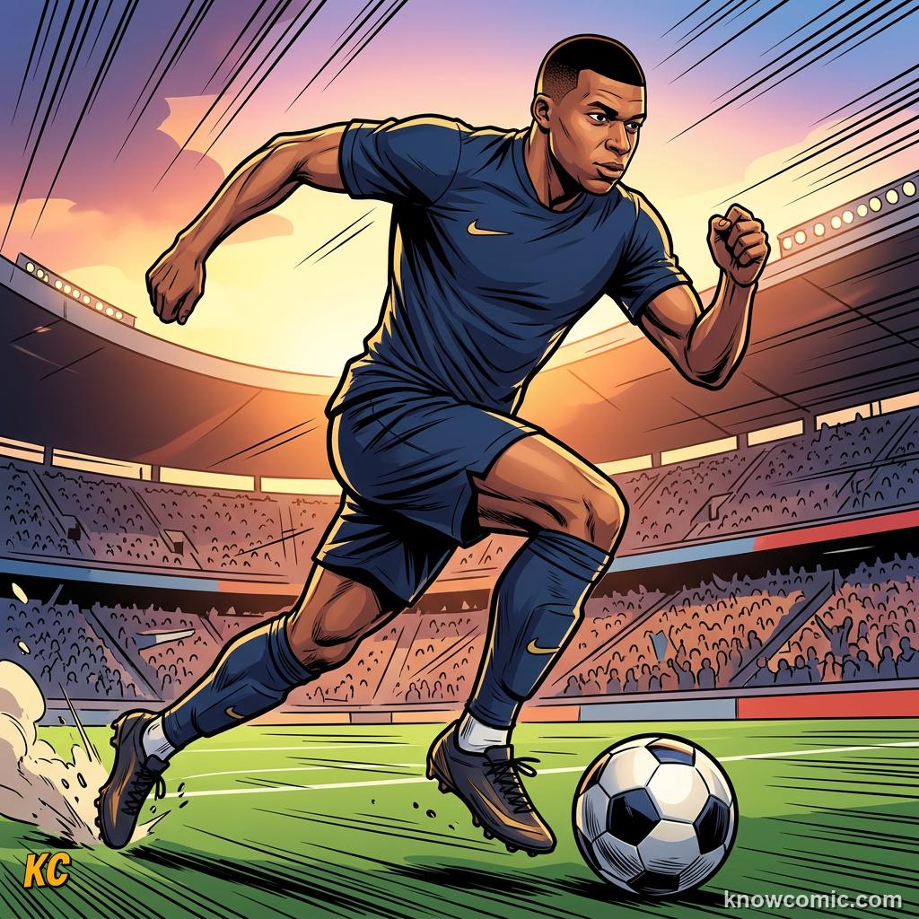 Comic panel labelled inspire, illustrating zidane, r9 & the 2000s in KnowComic's World Cup 2026 series