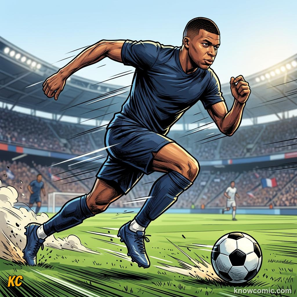 Comic panel labelled next, illustrating messi vs ronaldo: the modern era in KnowComic's World Cup 2026 series