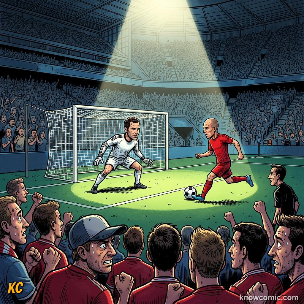 Comic panel titled the only keeper to win the ballon d'or, labelled pressure, from the KnowComic World Cup 2026 lesson on goalkeeper greats