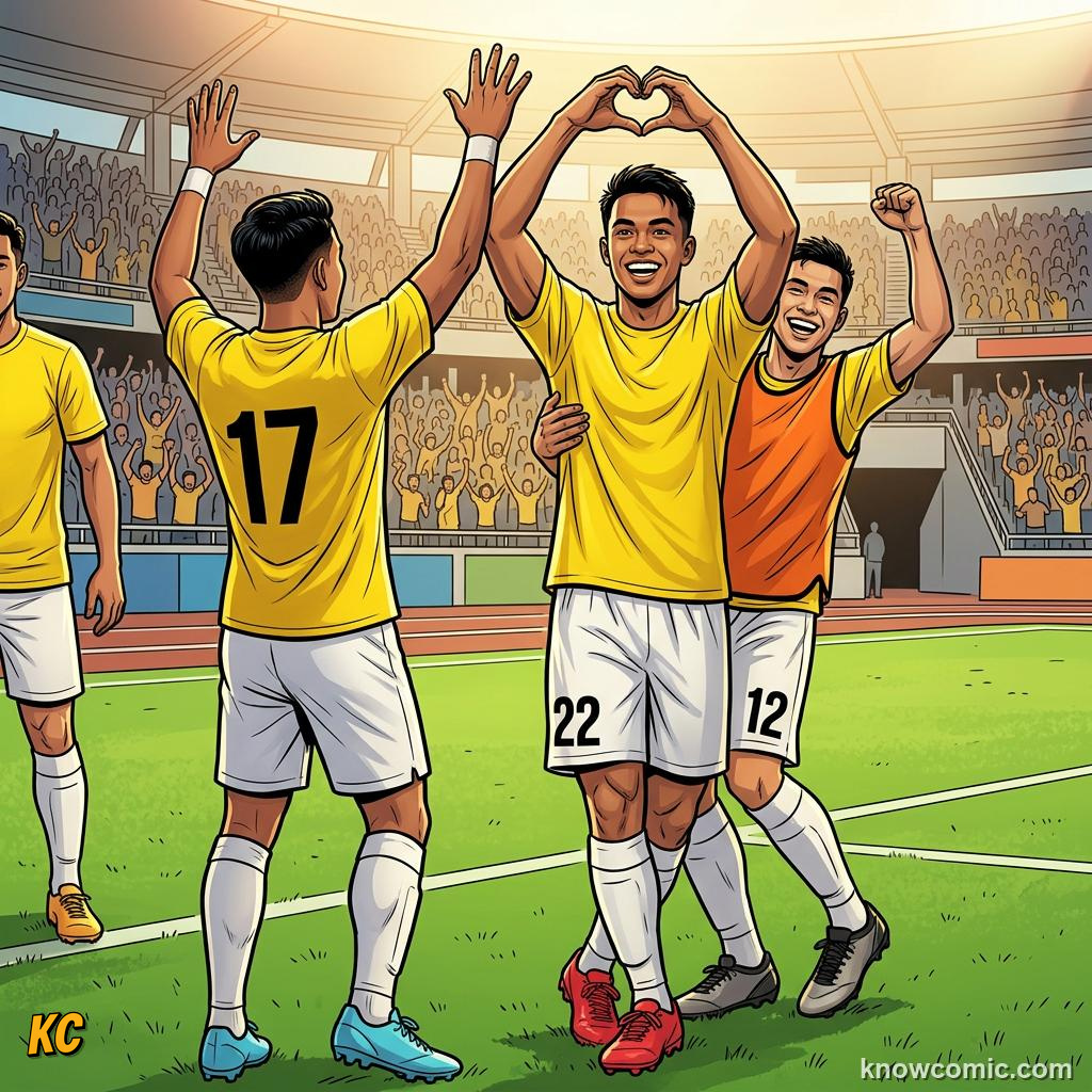 Comic panel titled the leader who invented a new role, labelled unity, from the KnowComic World Cup 2026 lesson on captains who lifted the cup