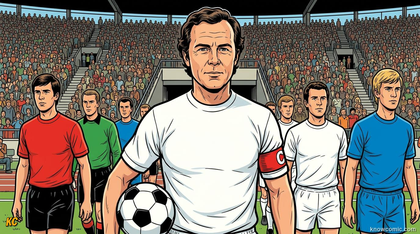 Comic panel titled the leader who invented a new role, labelled the emperor, from the KnowComic World Cup 2026 lesson on captains who lifted the cup