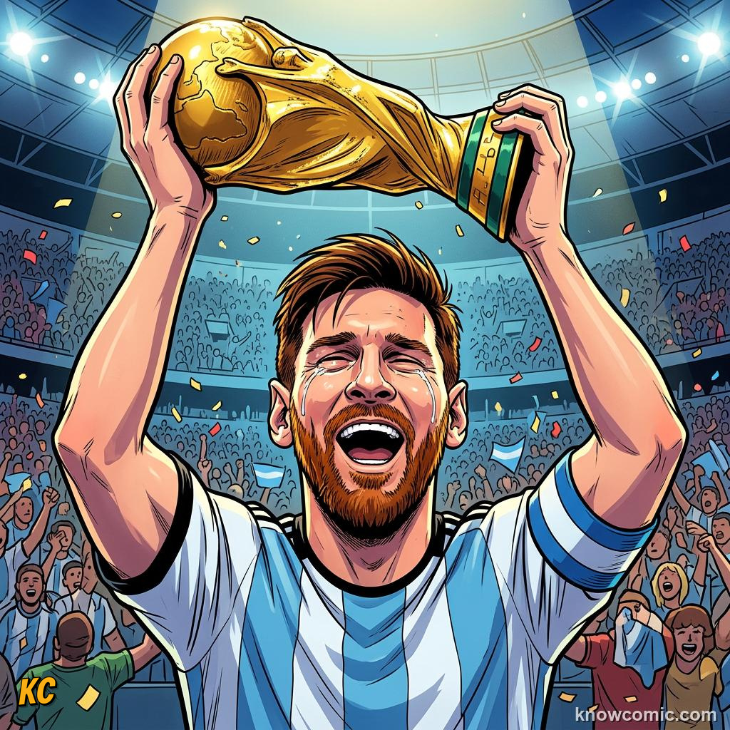 Comic panel titled leadership is a superpower, labelled 2022, from the KnowComic World Cup 2026 lesson on captains who lifted the cup