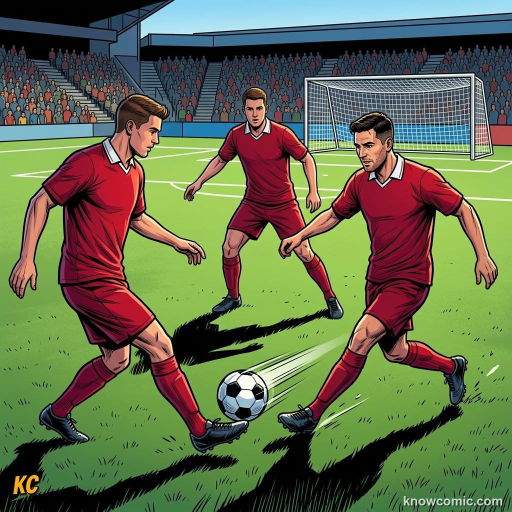 Comic panel titled what makes a coaching genius, labelled possession, from the KnowComic World Cup 2026 lesson on great coaches in history