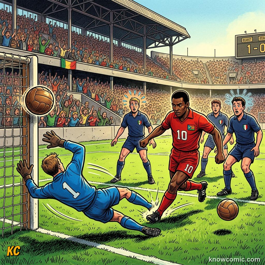 Comic panel titled belief beats reputation, labelled korea 1966, from the KnowComic World Cup 2026 lesson on underdog miracles