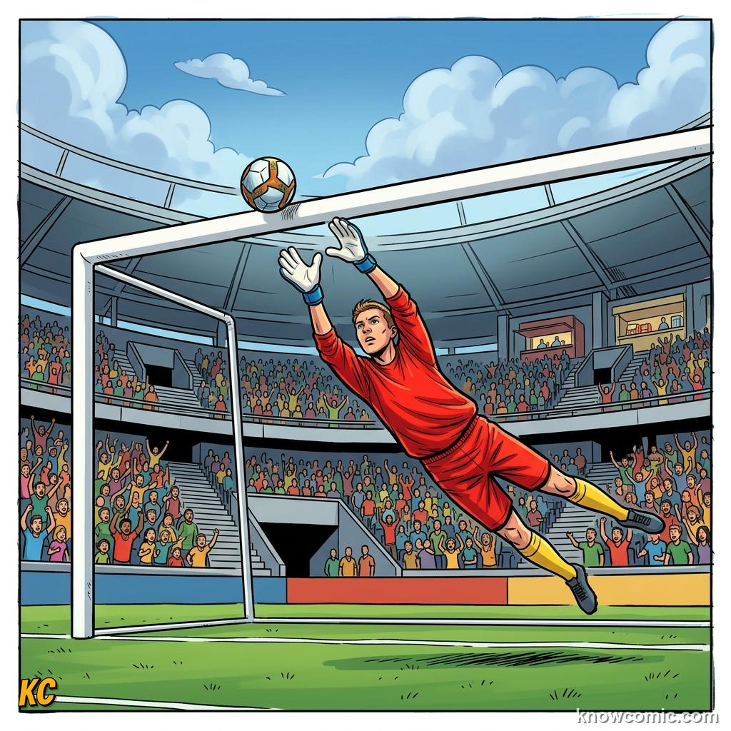 Comic panel titled belief beats reputation, labelled costa rica 2014, from the KnowComic World Cup 2026 lesson on underdog miracles