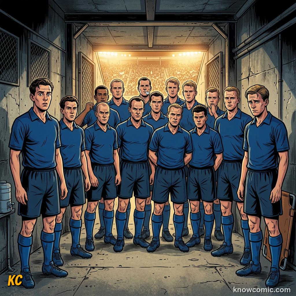 Comic panel titled a comeback no one expected, labelled the pressure, from the KnowComic World Cup 2026 lesson on famous finals & epic upsets