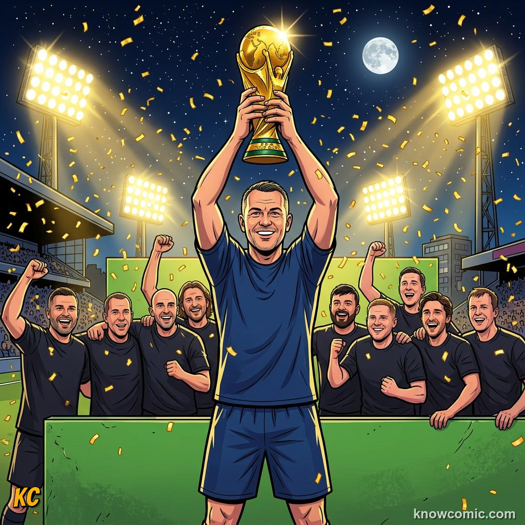 Comic panel labelled big moments, illustrating famous finals & epic upsets in KnowComic's World Cup 2026 series