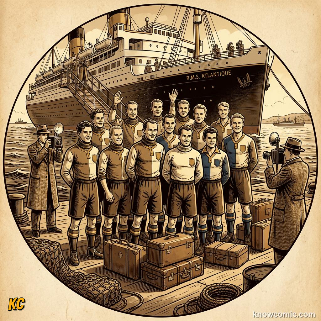 Comic panel titled pele and the beautiful game, labelled the setting, from the KnowComic World Cup 2026 lesson on world cup history: 1930 to today
