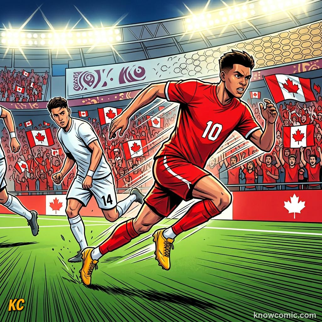 Comic panel titled the most ambitious world cup ever planned, labelled qatar 2022, from the KnowComic World Cup 2026 lesson on the hosts' football story